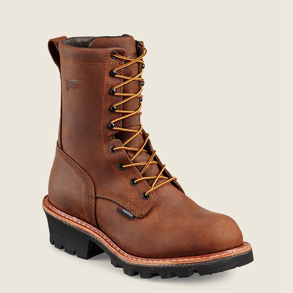 Red Wing Work Boots Brown - Mens Loggermax - 9-inch Waterproof Soft Toe - 7950-UIBQW